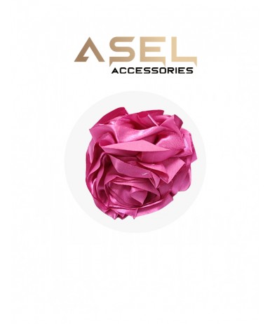 Kahverengi Saten Gül Detaylı Mandal Toka