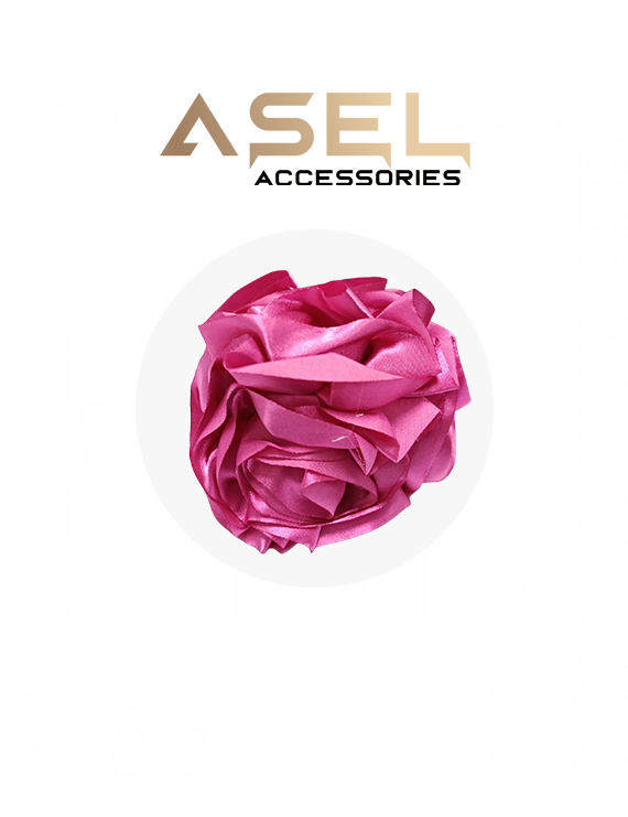 Kahverengi Saten Gül Detaylı Mandal Toka