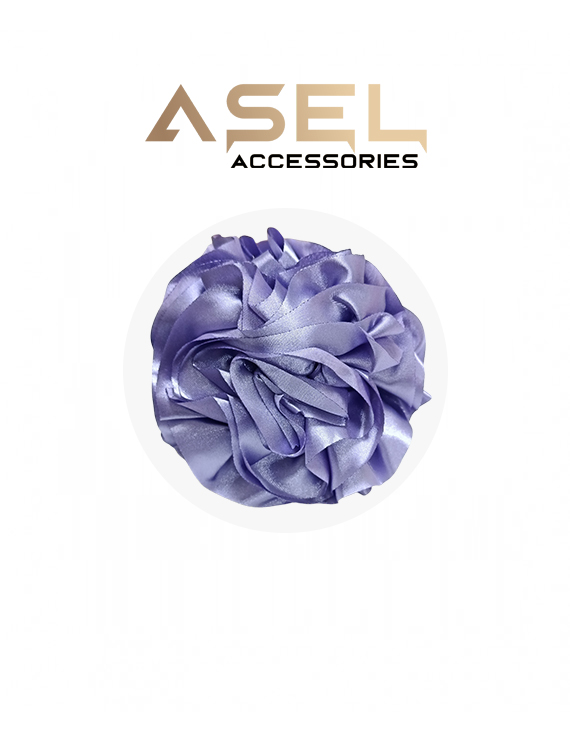 Kahverengi Saten Gül Detaylı Mandal Toka