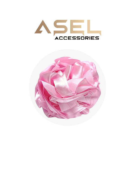 Kahverengi Saten Gül Detaylı Mandal Toka